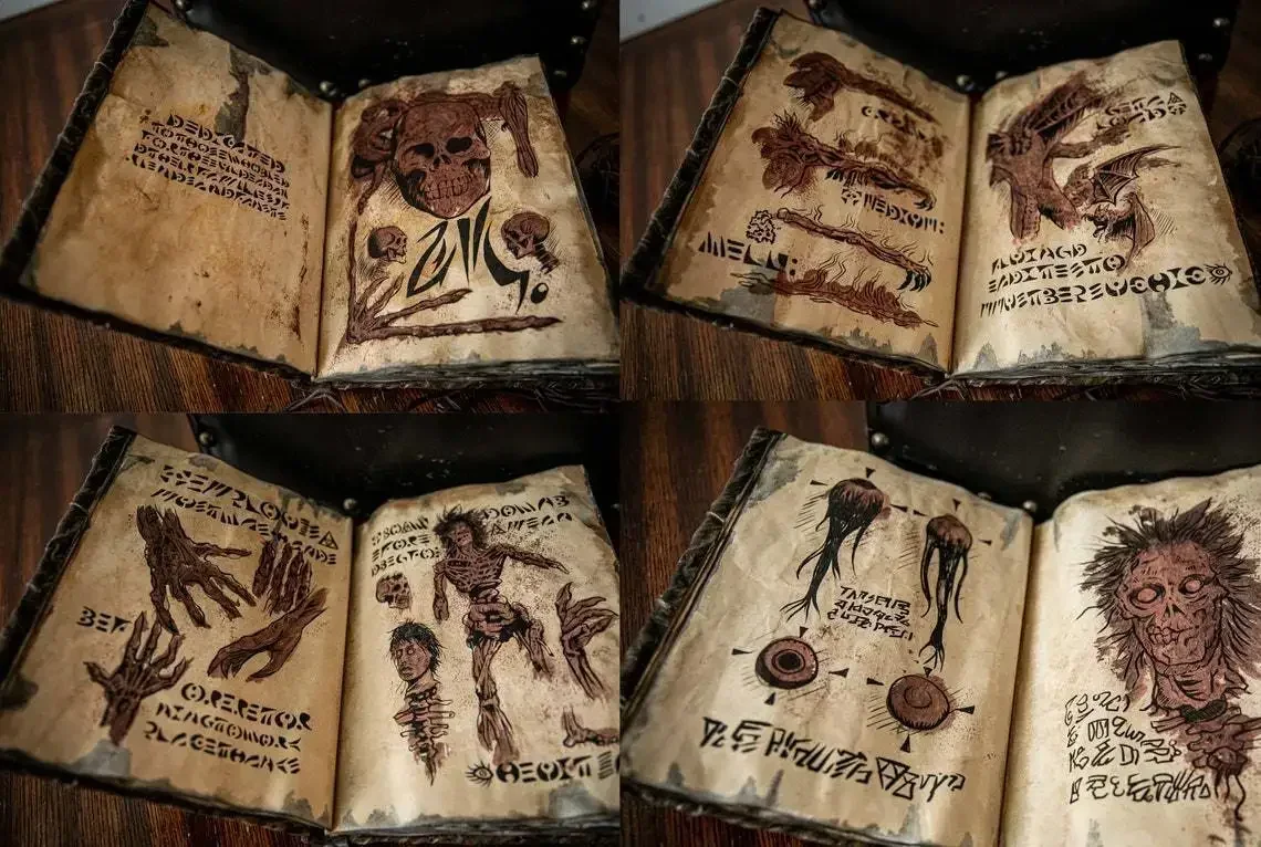 Vintage Collectible Books - หนังสือเวทมนตร์วินเทจ Necronomicon - หนังสือเรียกผีเวทมนตร์ดำ 25 หน้า