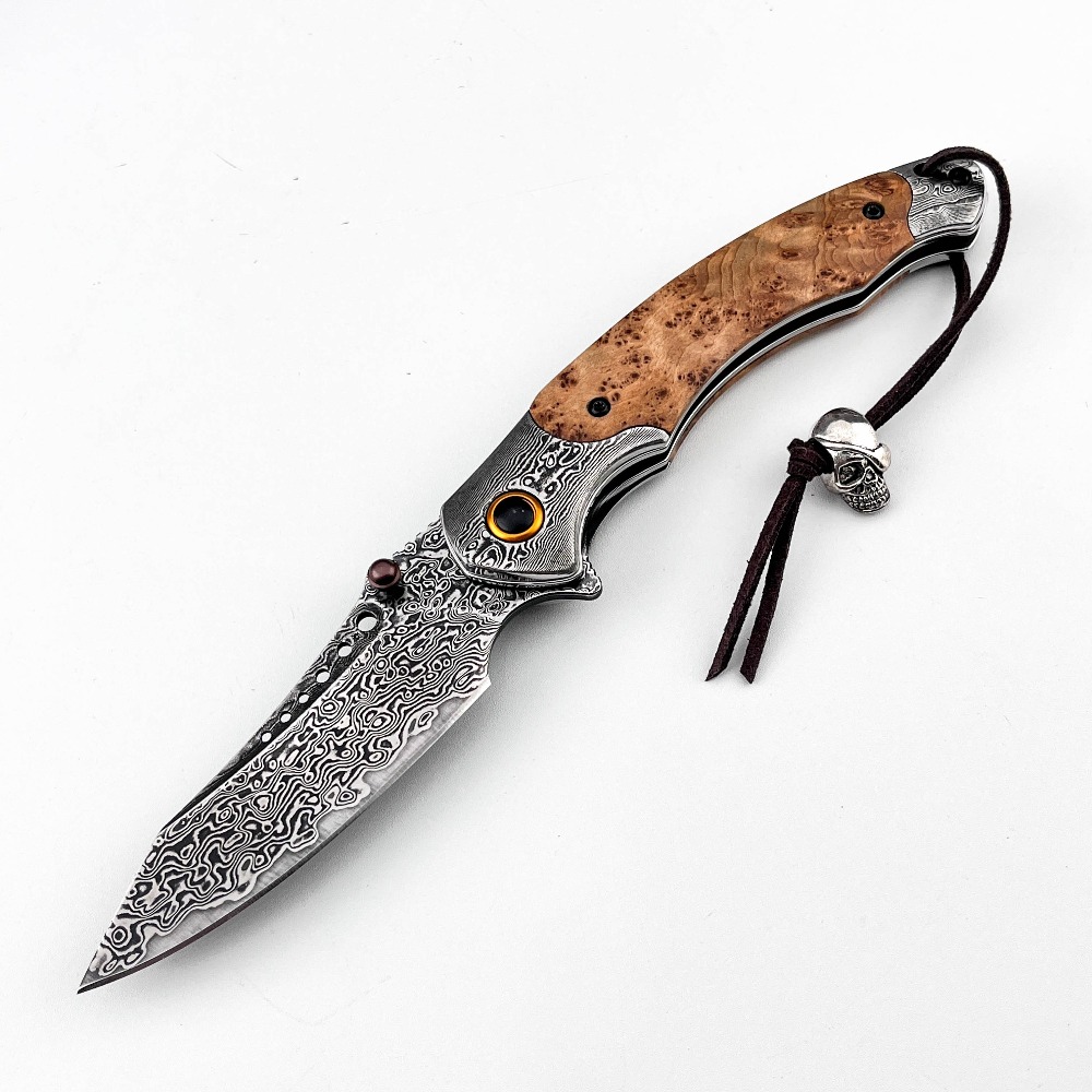 Vintage Collectible Pocket Knives - มีดพับลายดามัสกัส ความแข็งสูง สไตล์วินเทจ ของสะสม ของตกแต่ง สำหรับเป็นของขวัญ