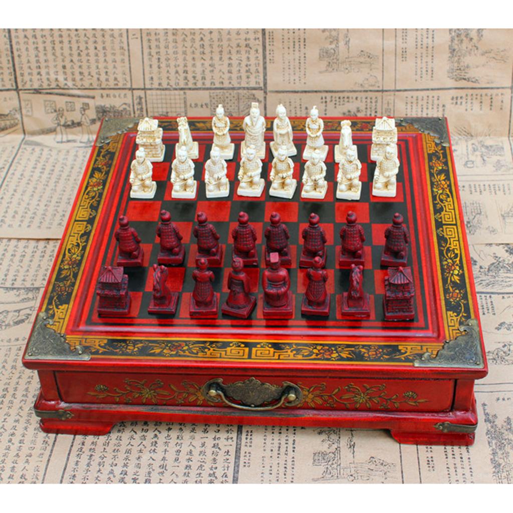 Vintage Collectible Board Games - ชุดหมากรุกจีน ทำจากเรซิ่น ของเล่นโบราณ ของสะสม ของขวัญหมากรุกขนาดใหญ่สำหรับมืออาชีพ เพื่อการพักผ่อนทางปัญญาและใช้ในบ้าน