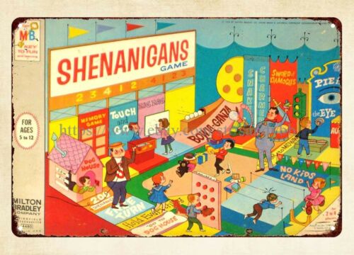 Vintage Collectible Board Games - ป้ายโลหะ Shenanigans Board Game 1964 ของสะสมวินเทจ