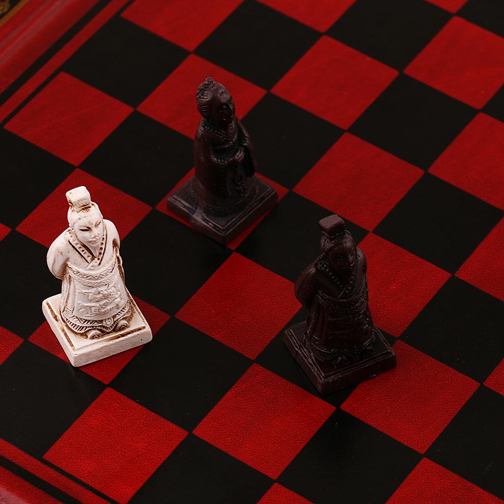 Vintage Collectible Board Games - ชุดหมากรุกจีนโบราณทำจากดินเผา ของสะสมหรูหรา กระดานหมากรุกเรซิ่นแกะสลัก เหมาะสำหรับผู้นำ เพื่อน และครอบครัว