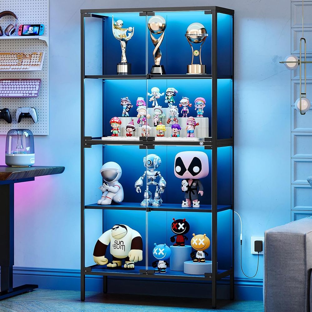 Collectible & Vintage Dolls For Wedding - ตู้โชว์กระจกพร้อมไฟ LED 65 ดวง พร้อมชั้นวาง 4