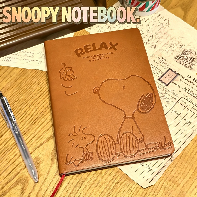 Vintage Collectible Books - สมุดโน้ตหนังลายสนูปปี้วินเทจ A5 ปกนูนลายสวยงาม พกพาสะดวก ทนทาน สมุดบันทึกดีไซน์สวย