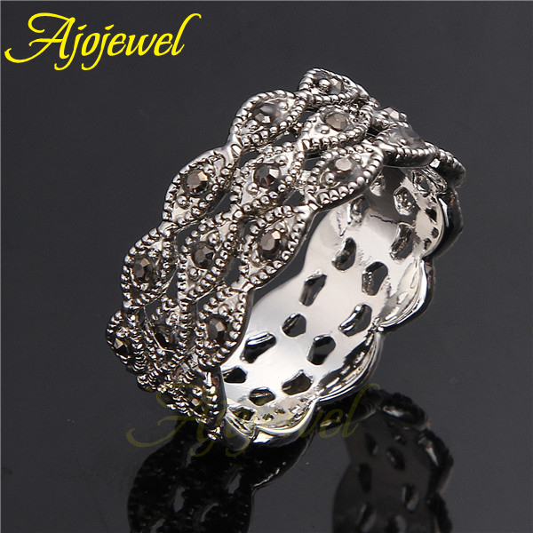 Ajojewel แหวนพลอยเทียม3ชั้นสีด - Vintage Items Collection บทวิจารณ์และราคา