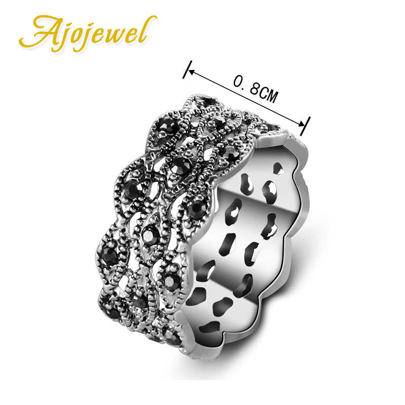 Ajojewel แหวนพลอยเทียม3ชั้นสีด - Vintage Items Collection บทวิจารณ์และราคา