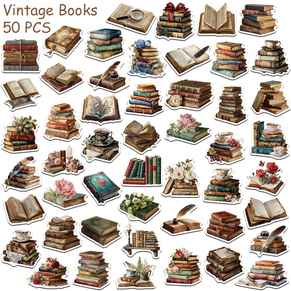 50 ชิ้น สติ๊กเกอร์หนังสือวินเท - Vintage Collectible Books บทวิจารณ์และราคา