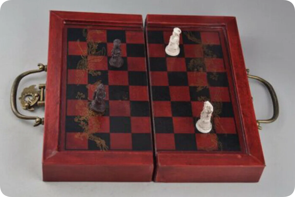 พับชุดหมากรุกวินเทจเกมกระดานไม - Vintage Collectible Board Games บทวิจารณ์และราคา