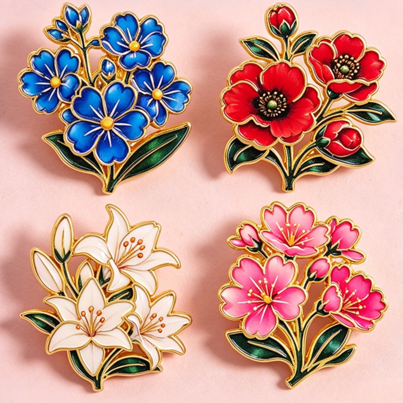 เข็มกลัดเคลือบสีสันสดใสลายดอกไ - Vintage Items บทวิจารณ์และราคา