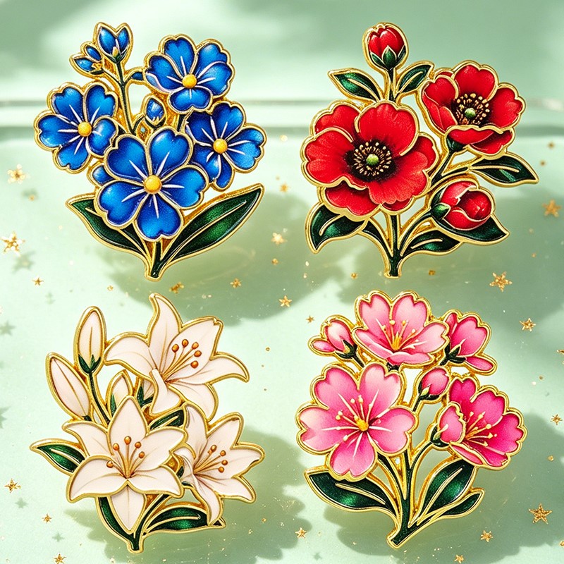 เข็มกลัดเคลือบสีสันสดใสลายดอกไ - Vintage Items บทวิจารณ์และราคา